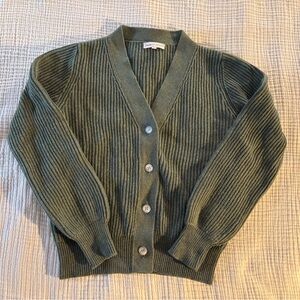Cashmere Green Ribbed Cardigan